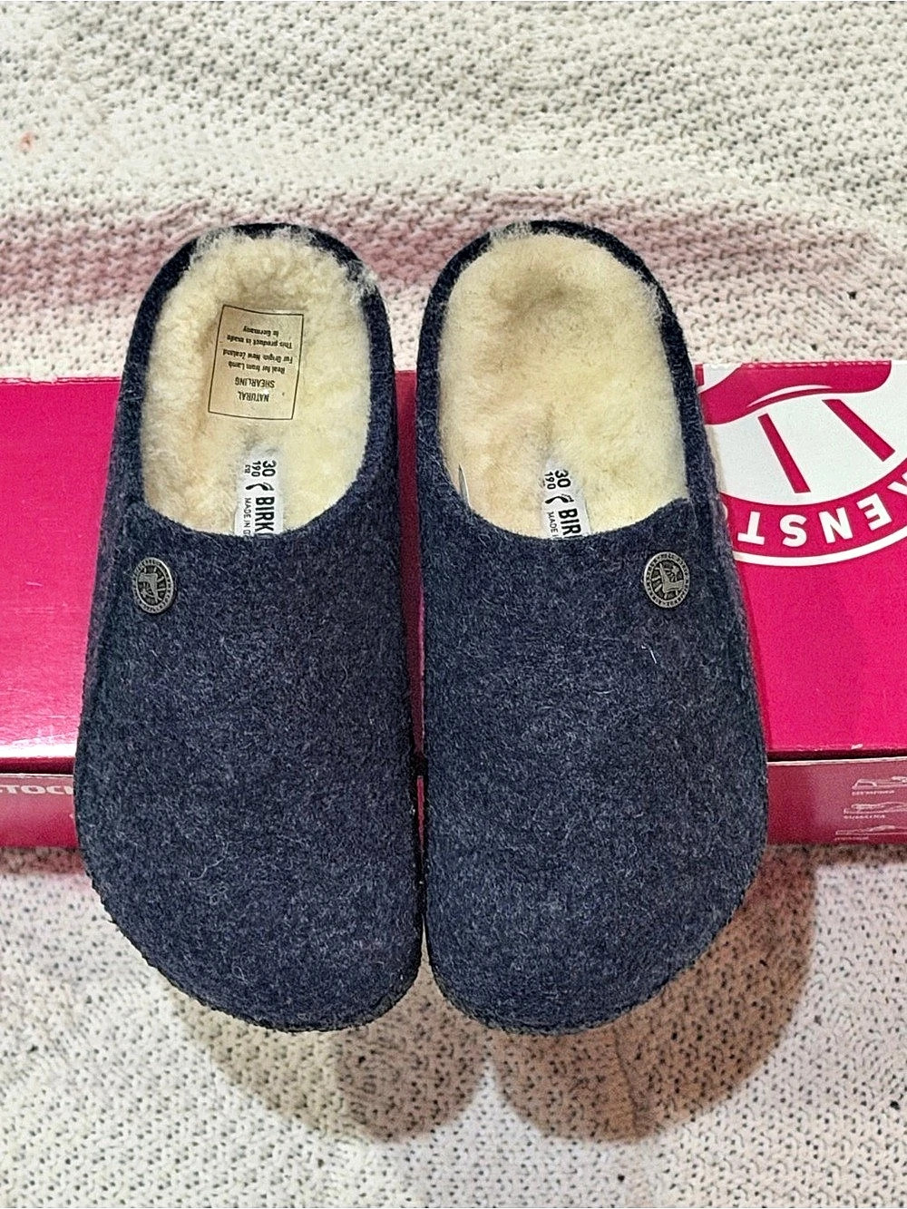 Birkenstock Zermatt Rivet Kids Shearling Slippers Blue Kids US 12K